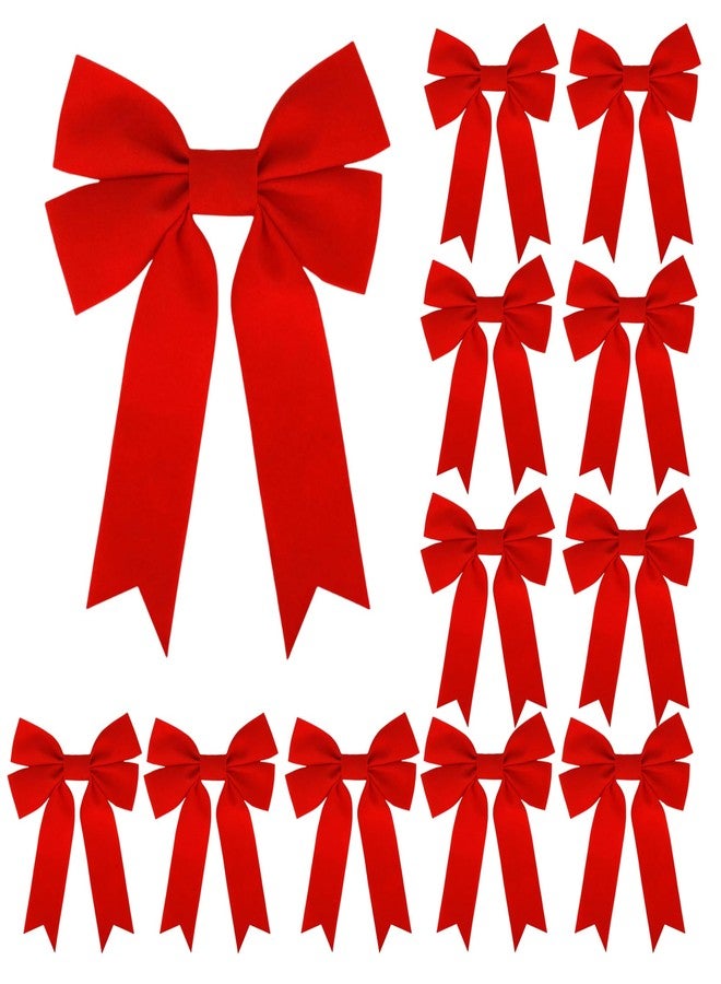 Meseey 12 Pcs Red Velvet Ribbon Bow Christmas Wreath Bows for Garland Gift Wrapping Indoor Outdoor Christmas Parties Decorations (Red, 12) - Image 1